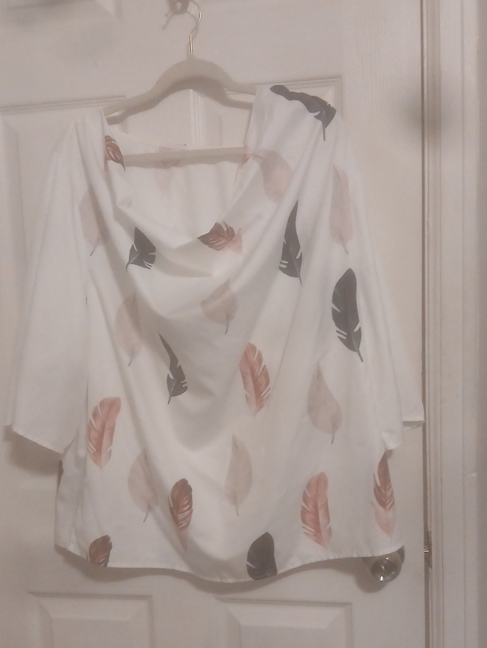 White Feather Print Blouse